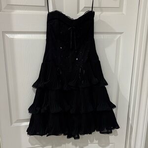Betsey Johnson Black Ruffled Mini Dress